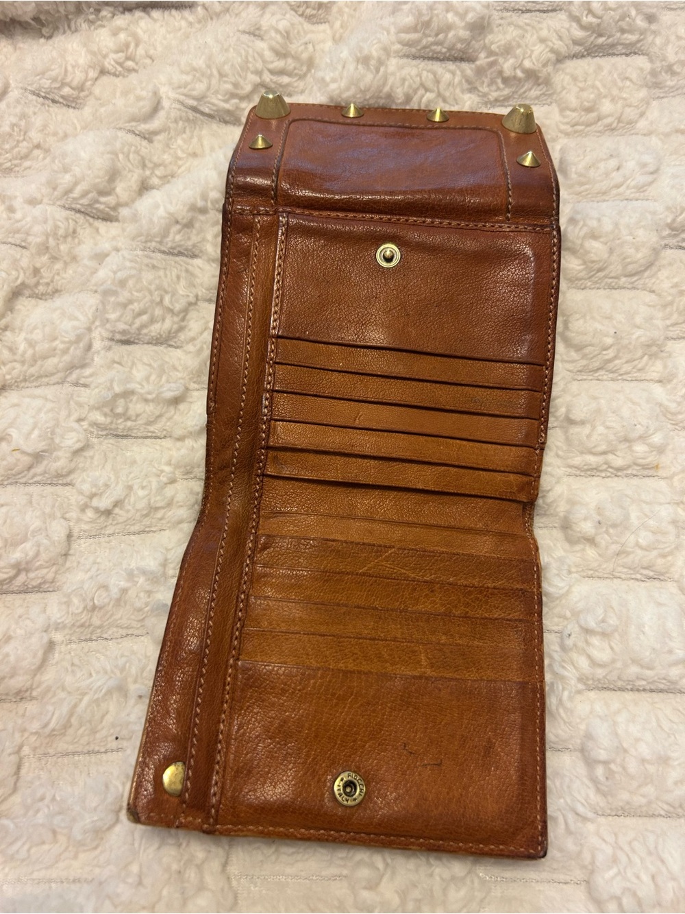 Chloe Paddington Vintage Studded Leather Bifold Wallet Cognac Brass with COA - Picture 7 of 16